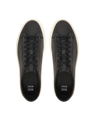 BOSS Erkek Kabartma Logolu Düşük Bilekli Deri Siyah Sneaker 50557866-001