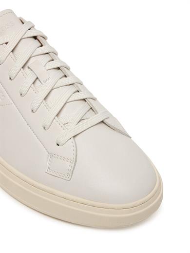BOSS Erkek Kabartma Logolu Düşük Bilekli Deri Beyaz Sneaker 50557866-100