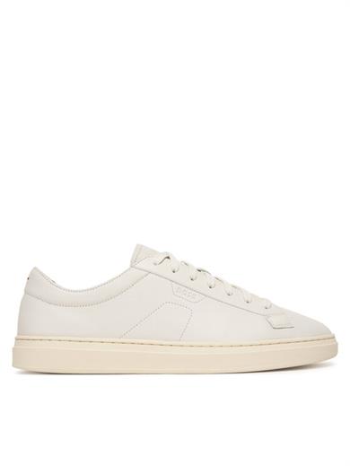 BOSS Erkek Kabartma Logolu Düşük Bilekli Deri Beyaz Sneaker 50557866-100