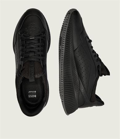 BOSS Erkek Kalın Topuk Deri Bağcıklı Rahat Taban Siyah Sneaker 50553207-005