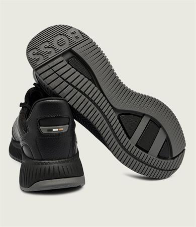 BOSS Erkek Kalın Topuk Deri Bağcıklı Rahat Taban Siyah Sneaker 50553207-005