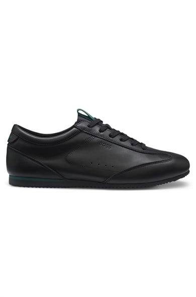 BOSS Erkek Karbon Fiber Detaylı Rahat Tabanlı Hakiki Deri Siyah Sneaker 50570018-003