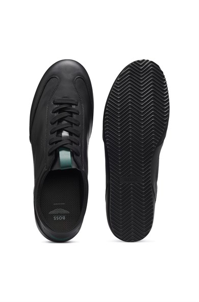 BOSS Erkek Karbon Fiber Detaylı Rahat Tabanlı Hakiki Deri Siyah Sneaker 50570018-003