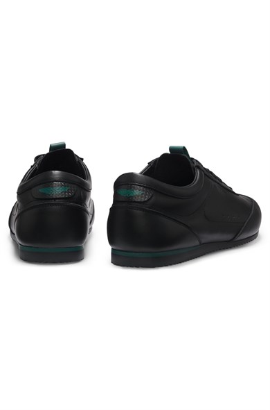 BOSS Erkek Karbon Fiber Detaylı Rahat Tabanlı Hakiki Deri Siyah Sneaker 50570018-003