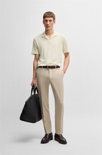 BOSS Erkek Kısa Kol Polo Yaka Düz Model Keten Bej Polo Yaka T-Shirt 50537502-131