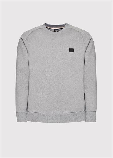 BOSS Erkek Logo Baskılı Bisiklet Yaka Normal Kesim Gri Sweatshirt 50467156-041