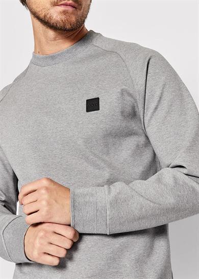 BOSS Erkek Logo Baskılı Bisiklet Yaka Normal Kesim Gri Sweatshirt 50467156-041