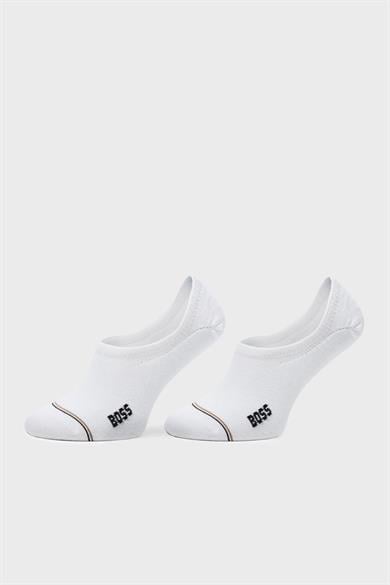 BOSS Erkek Logo Desenli Düşük Bilekli 2li Paket Beyaz Çorap 50522704-100