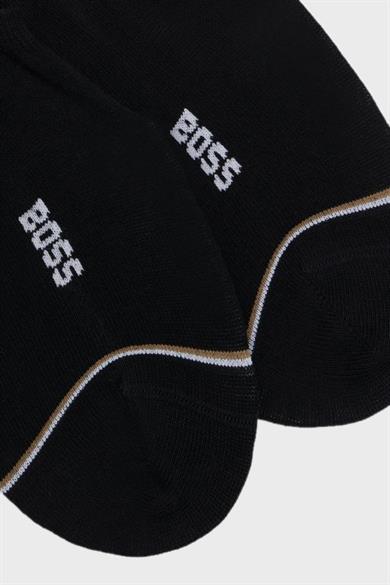 BOSS Erkek Logo Desenli Düşük Bilekli 2li Paket Siyah Çorap 50522704-001