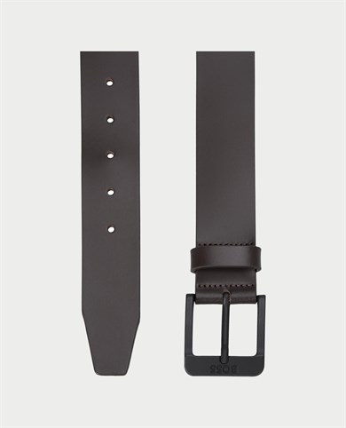 BOSS Erkek Logo İşlemeli Metal Tokalı %100 Deri Kahverengi Kemer 50522574-202