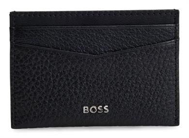 BOSS Erkek Logo Kabartmalı 4 Kart Bölmeli Deri Siyah Kartlık 50529515-001