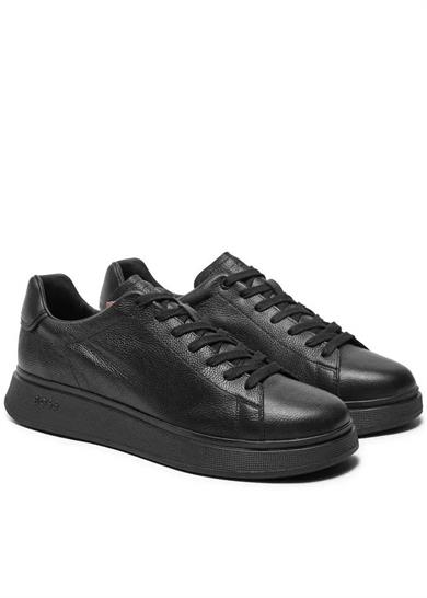 BOSS Erkek Marka Logolu Bağcıklı Kaydırmaz Tabanlı Günlük Siyah Sneaker 50529543-005