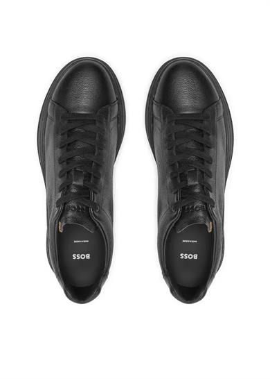 BOSS Erkek Marka Logolu Bağcıklı Kaydırmaz Tabanlı Günlük Siyah Sneaker 50529543-005