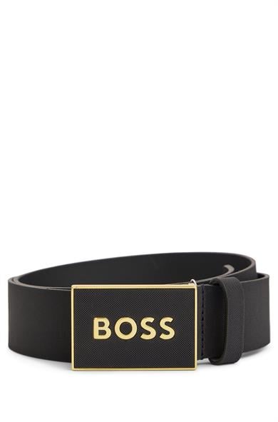 BOSS Erkek Marka Logolu Deri Günlük Kullanım Siyah2 Kemer 50471333-002