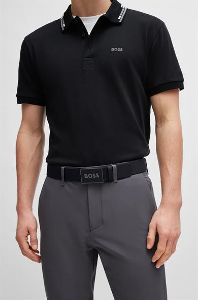 BOSS Erkek Marka Logolu Deri Günlük Kullanım Siyah-Gümüş Kemer 50471333-004
