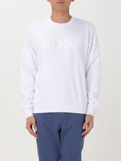 BOSS Erkek Marka Logolu Uzun Kollu Bisiklet Yaka Günlük Beyaz Sweatshirt 50524360-100