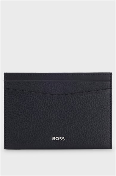 BOSS Erkek Metalik Logo Detaylı Kabartmalı Hakiki Deri Yüzeyli Lacivert Kartlık 50548806-410