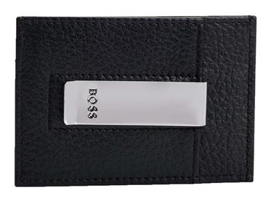 BOSS Erkek Metalik Logo Kabartmalı Para Klipsli Deri Siyah Kartlık 50529503-001