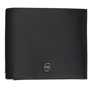 BOSS Erkek Metalik Monogram Logolu 8 Kart Bölmeli Hakiki Deri Siyah Cüzdan 50568411-001