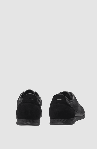 BOSS Erkek Monogram Logo Desenli Düşük Bilekli Rahat Taban Siyah Sneaker 50557877-005