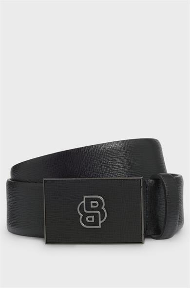 BOSS Erkek Monogram Logo Tokalı Çift Taraflı Deri Siyah Kemer 50548350-001