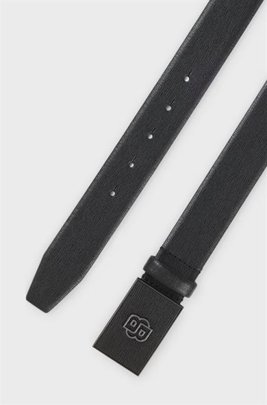 BOSS Erkek Monogram Logo Tokalı Çift Taraflı Deri Siyah Kemer 50548350-001