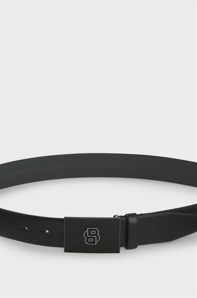 BOSS Erkek Monogram Logo Tokalı Çift Taraflı Deri Siyah Kemer 50548350-001