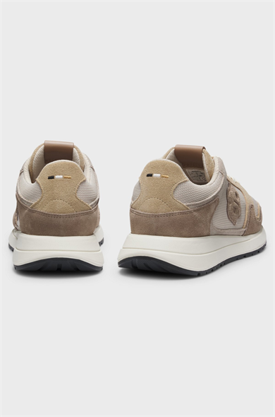 BOSS Erkek Monogram Logolu Nefes Alabilen Tasarımlı Deri Bej Sneaker 50554612-280