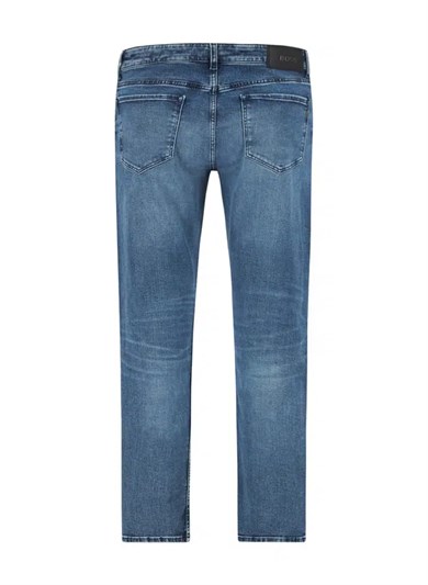 BOSS Erkek Normal Kalıp Düz Paça Esnek Denim Mavi Jeans 50564370-444