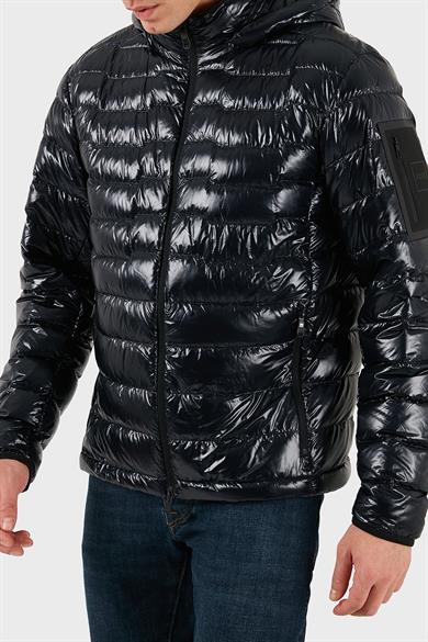 BOSS Erkek Normal Kalıp Kapüşonlu Kapitone Desenli Uzun Kollu Şişme Lacivert Mont 50548790-402