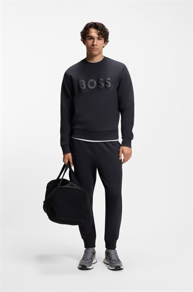 BOSS Erkek Normal Kesim Beli ve Paçası Lastikli Esnek Pamuklu Lacivert Eşofman Altı 50555505-402