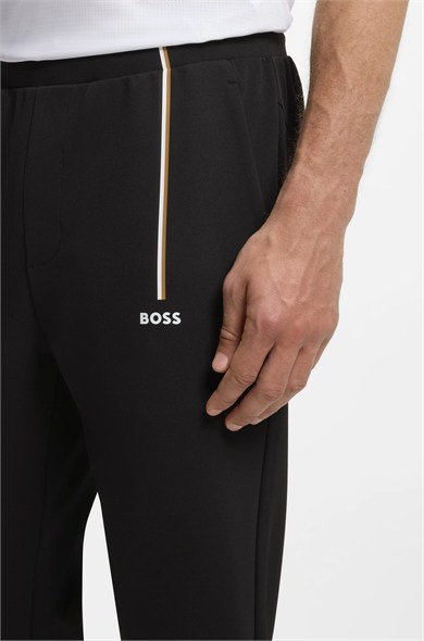 BOSS Erkek Normal Kesim Isı Düzenleyici Esnek Gabardin Kumaşlı Siyah Eşofman Altı 50563330-001