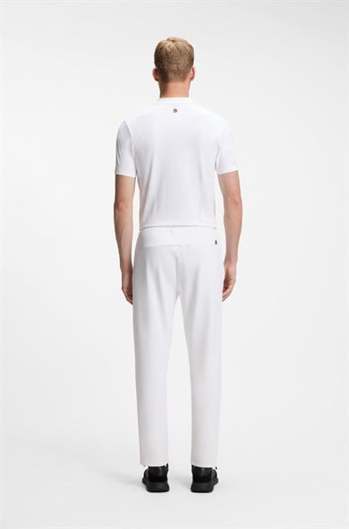 BOSS Erkek Normal Kesim Isı Düzenleyici Esnek Gabardin Kumaşlı Beyaz Eşofman Altı 50563330-100
