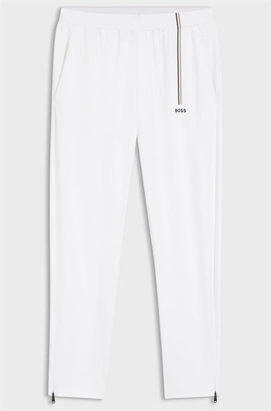 BOSS Erkek Normal Kesim Isı Düzenleyici Esnek Gabardin Kumaşlı Beyaz Eşofman Altı 50563330-100
