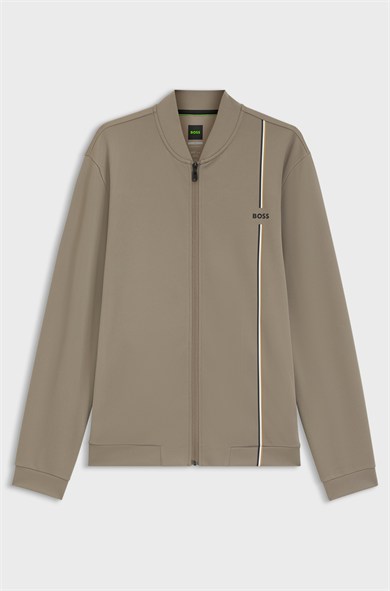 BOSS Erkek Normal Kesim Nem Yönetimi Özellikli Esnek Gabardin Kumaşlı Bej Sweatshirt 50563352-334
