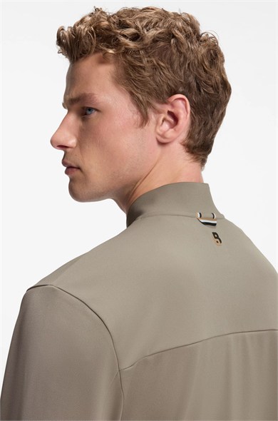 BOSS Erkek Normal Kesim Nem Yönetimi Özellikli Esnek Gabardin Kumaşlı Bej Sweatshirt 50563352-334