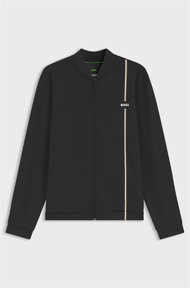 BOSS Erkek Normal Kesim Nem Yönetimi Özellikli Esnek Gabardin Kumaşlı Siyah Sweatshirt 50563352-001
