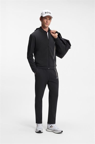 BOSS Erkek Normal Kesim Nem Yönetimi Özellikli Esnek Gabardin Kumaşlı Siyah Sweatshirt 50563352-001