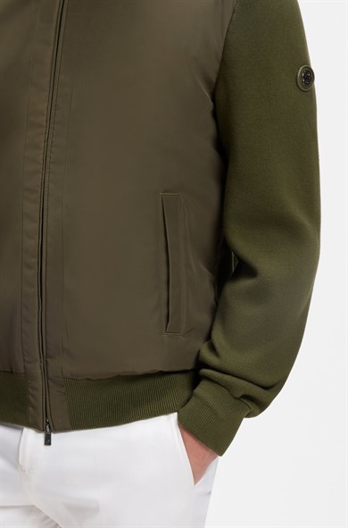 BOSS Erkek Normal Kesim Pamuklu Uzun Kollu Bomber Haki Ceket 50565508-347