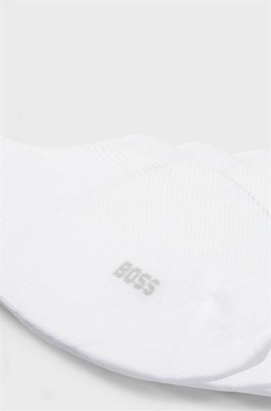 BOSS Erkek Pamuklu 3lü Bilek Altı Beyaz Çorap 50541442-100