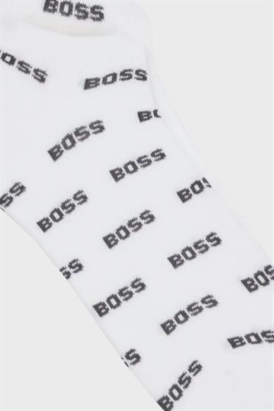 BOSS Erkek Pamuklu Esnek Kumaş Logolu Kısa Beyaz Çorap 50511423-100