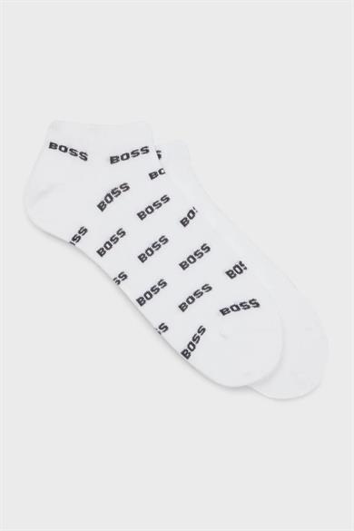 BOSS Erkek Pamuklu Esnek Kumaş Logolu Kısa Beyaz Çorap 50511423-100