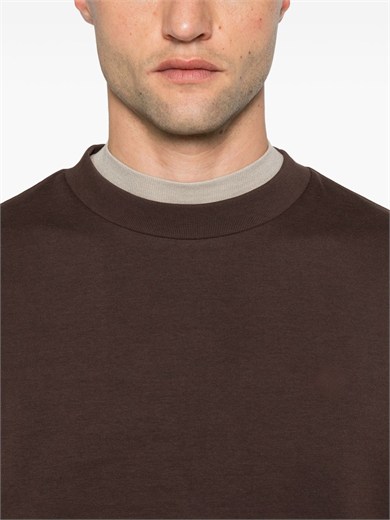 BOSS Erkek Pamuklu İnterlok Kumaş Yuvarlak Yakalı Logolu Kahverengi Sweatshirt 50555830-209