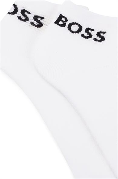 BOSS Erkek Pamuklu Logolu Dokuma Kumaş Beyaz Çorap 50469859-100