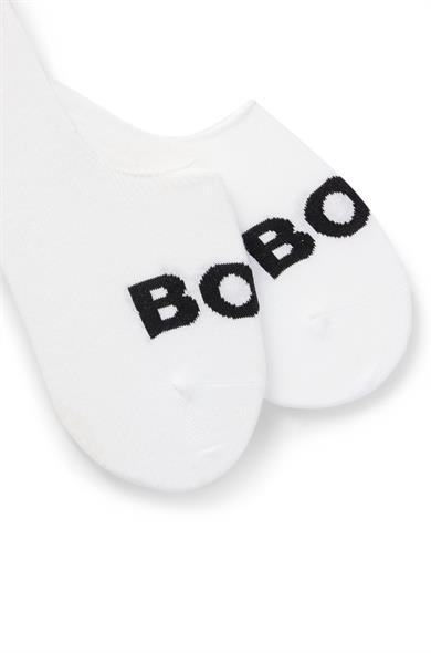 BOSS Erkek Pamuklu Logolu Dokuma Kumaş Beyaz Çorap 50516402-100
