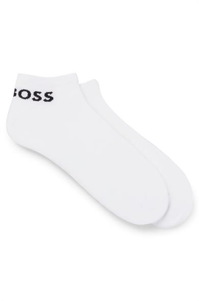 BOSS Erkek Pamuklu Logolu Dokuma Kumaş Beyaz Çorap 50469859-100