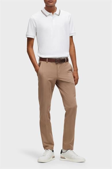 BOSS Erkek Pamuklu Polo Yakalı Düğme Kapamalı Kısa Kollu Beyaz Polo Yaka T-Shirt 50469360-100