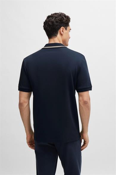BOSS Erkek Pamuklu Polo Yakalı Düğme Kapamalı Kısa Kollu Lacivert Polo Yaka T-Shirt 50469360-404