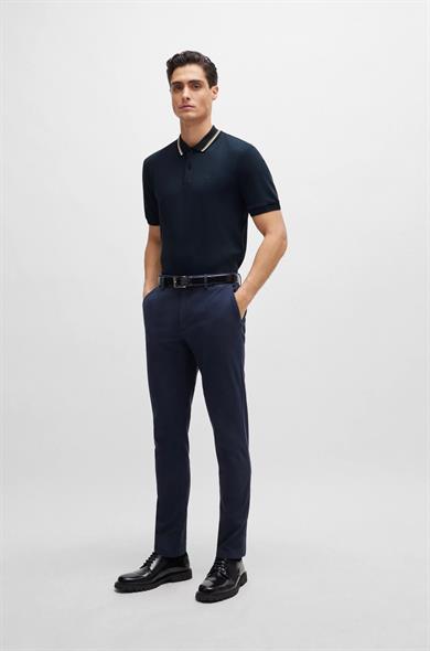 BOSS Erkek Pamuklu Polo Yakalı Düğme Kapamalı Kısa Kollu Lacivert Polo Yaka T-Shirt 50469360-404