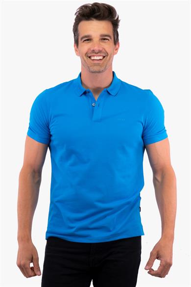 BOSS Erkek Pamuklu Polo Yakalı Düğme Kapamalı Kısa Kollu Mavi1 Polo Yaka T-Shirt 50468301-439